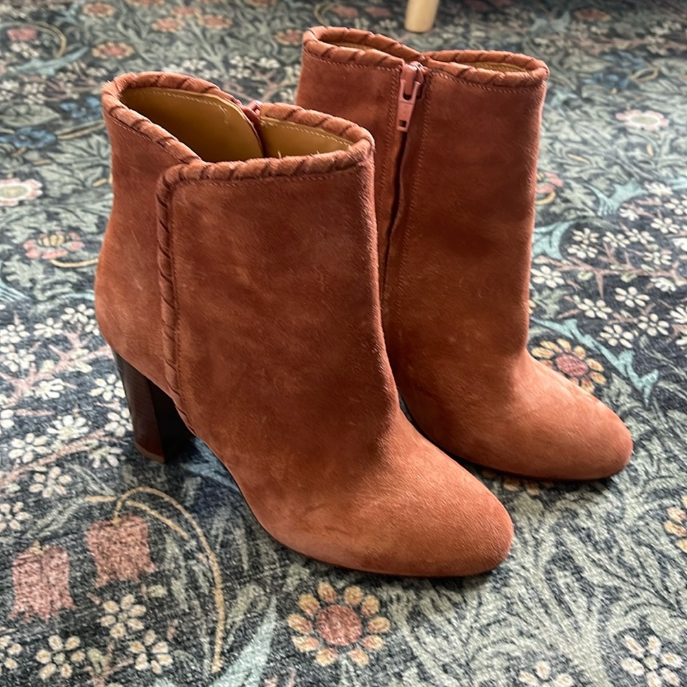 Sezane pink suede ankle boots